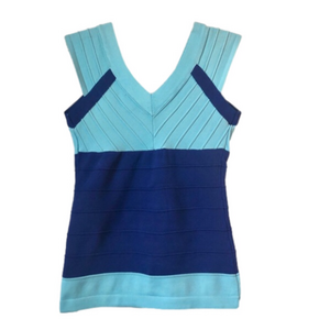 WOW COUTURE Bandage Knit Bodycon Top Aqua Royal Blue Y2K Medium